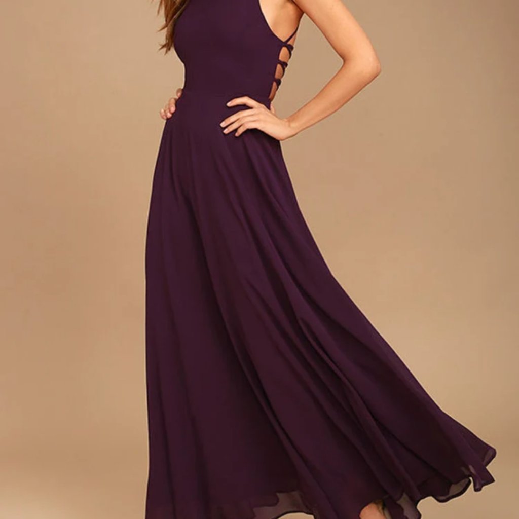 Purple Lace Up Maxi Dress